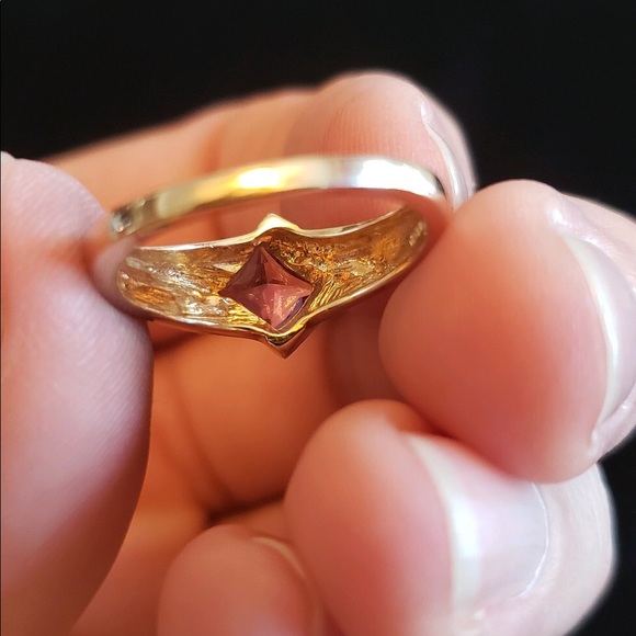 Vintage Bezel Cut Amethyst 18K Gold Ring size 6.5 - Picture 6 of 8